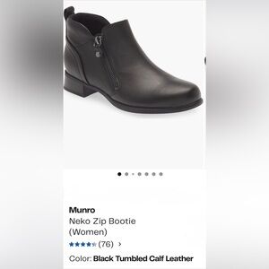 MUNRO NEKO- Zip Bootie Black Leather 8.5 EUC - Made in USA